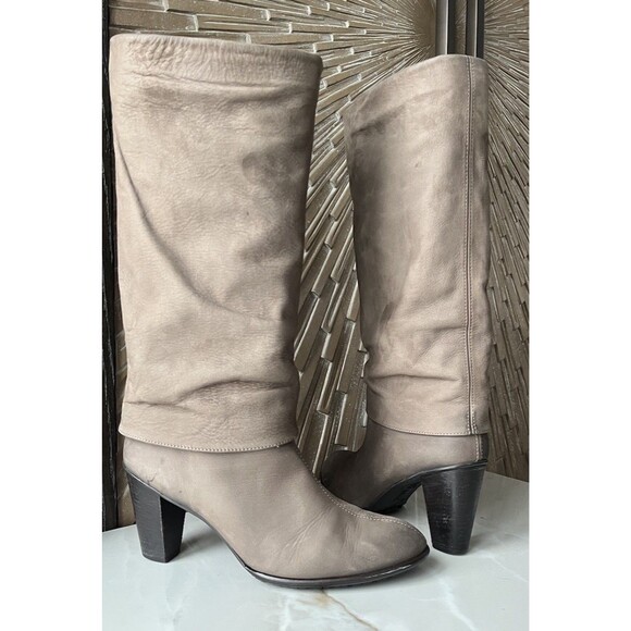 Paul Green GLORY Nubuck Leather Graphite Taupe Heeled Boots Slouch uk 5.5 Us 8 - Picture 1 of 12